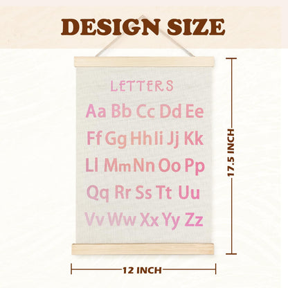 Supwhd Classroom Wall Decor, Numbers and Alphabet Educational Wall Art Poster, Alphabet ABC Numbers from 1 to 20 Poster Wall Decor for Toddler Kids Room Playroom Classroom, 12x16 Set of 2（Pink）