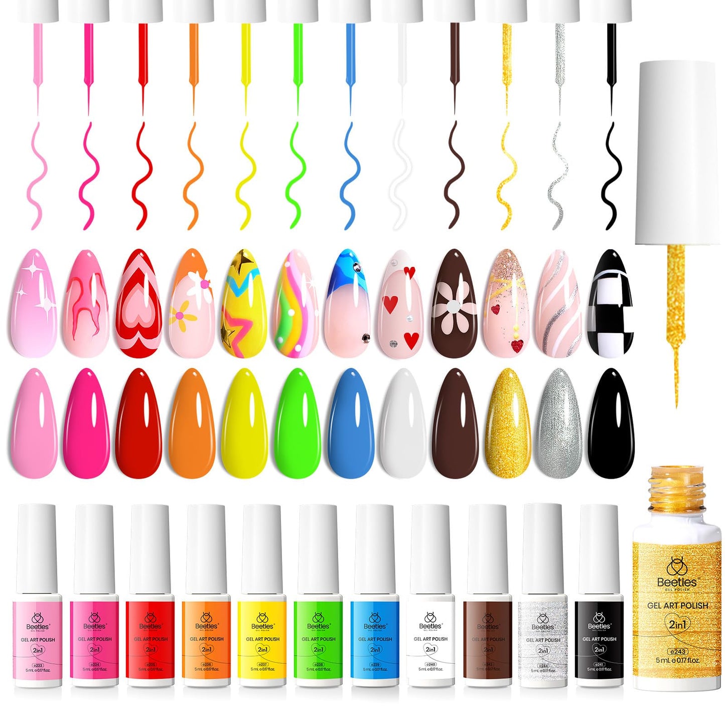 Beetles Nail Stamp 3Pcs Silicone French Tip Nail Stamp Kit with Replacement Nail Stamper Heads and Scrapers Soft Silicone Nail Printing Tool for Home Manicure Diy Nail Art Salon Gifts for Girls