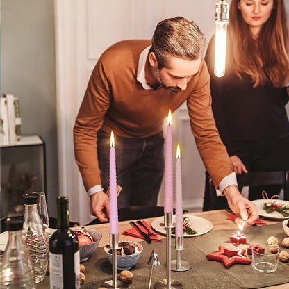 Topsics Orange Taper Candles, Spiral Twisted Taper Candles Set of 4, Unscented Taper Candlesticks 10 inch Tall, Home Decor Kitchen Decor Wedding Halloween Decorations