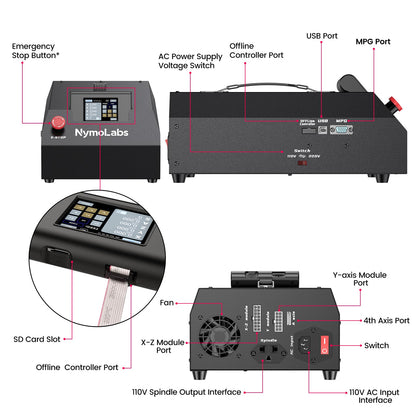 NymoLabs NBX-5040 CNC Router Machine with Custom-Made 710W 7000-30000 RPM Trim Router Spindle & ER-11 Collet, Milling Engraving for Wood Acrylic Aluminum