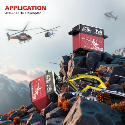 AGFRC RC Helicopter Servo Set - 0.061Sec Tail & 30KG Swashplate Brushless Metal Gear Servos for 450-700 Class Helicopter(A73BHN-H & A73BHL-H)