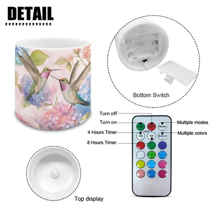 Cozeyat Pastel Bird LED Candles Set of 4 Battery Powered Flameless with Remote Timer Flickering Flame Waterproof for Home Beach Garden