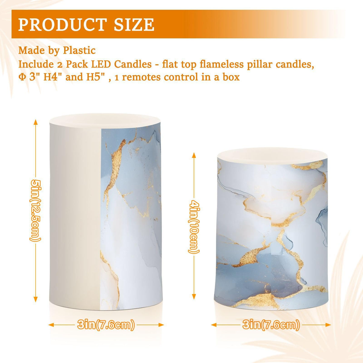 Zathe Flameless Flickering Candles Batteries Flameless Candles Set for Home Decor Marble White White