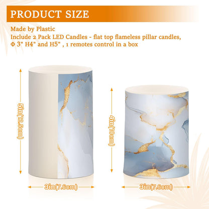 Zathe Flameless Flickering Candles Batteries Flameless Candles Set for Home Decor Marble White White