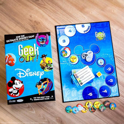 USAOPOLY Geek Out! Disney Party Game | Enchanting Version of Popular Geek Out Board Game | A Trivia Bluffing Game Featuring Favorite Disney Characters | Perfect for Fun Family Board Game Night |