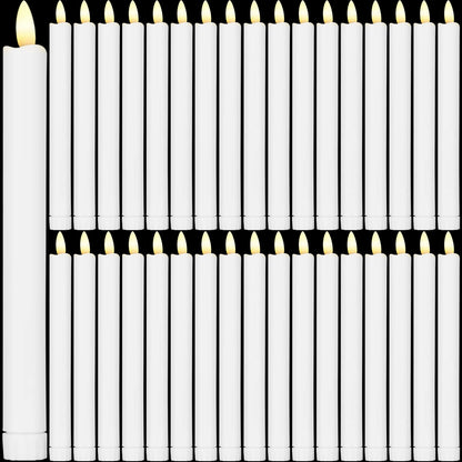 Reginary 36 Pieces Flameless Taper Candles 10 Inch Battery Operated LED Taper Flameless LED Candlesticks Flickering Window Candles for Christmas Home Wedding Decor(White)