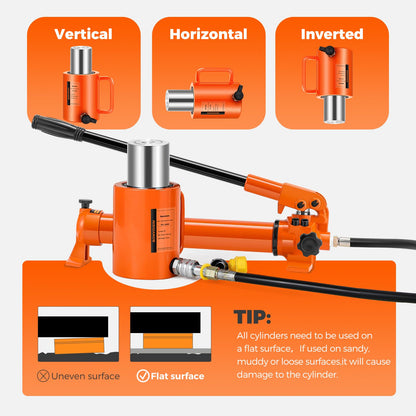 Bonvoisin Hydraulic Ram Cylinder 50T Hydraulic Cylinder Jack Porta Power Ram 4" Stroke Single Acting Lifting Cylinders for Machinery Shipbuilding