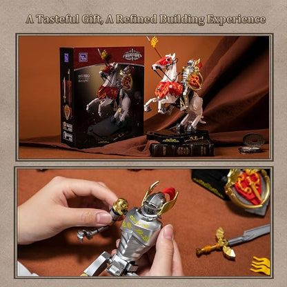 PANTASY Knight Construction Set 31 cm Medieval Collector's Model with Armored Battle Cross and Movable Joints Collector's Set for Adults