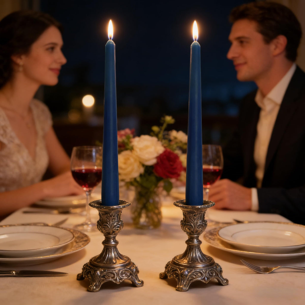 Navy Blue Taper Candles for Home Decoration, 20 Pack 10 Inch Unscented Dripless Candlesticks for Dinner Party