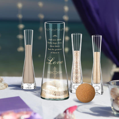 Irenare Unity Sand for Wedding Ceremony Set Include Ceremony Vase, Sand, Cork Stopper for Weddings Engagement Anniversary(Christian)