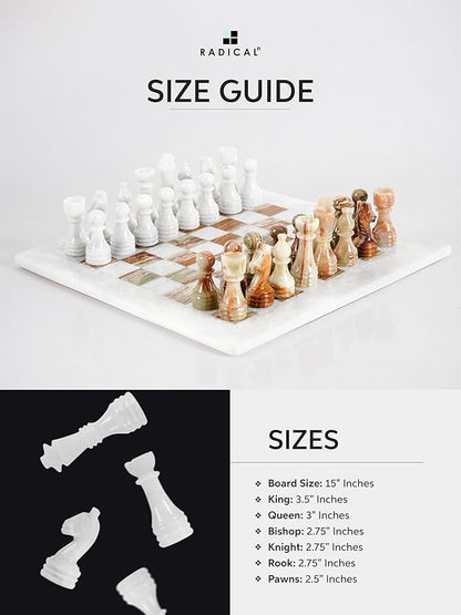 Radicaln Marble Chess Set 15 Inches White and Green with Storage Box Handmade Luxury Board Games for Adults Ideal Marble Chess Board Game Set &amp Chess Pieces