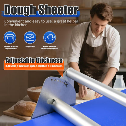 Folding Dough Rolling Machine，Manual Dough Sheeter ，Compact Dough Sheeter Machine For Bakery Pizza，Dough Machine With Adjustable Thickness, Stainless Steel（2 Rolling Boards）