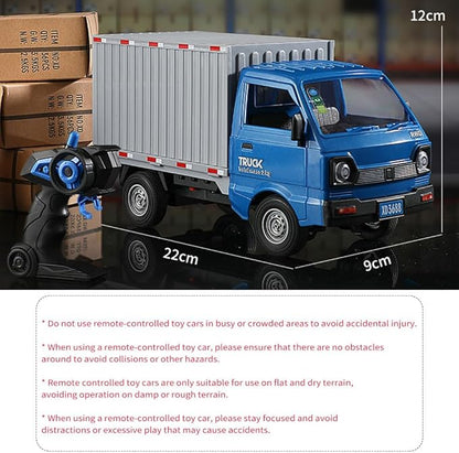 GoolRC Remote Control Car Transporter Truck 1:16 Scale RC Container Transport Truck with Spray and Light 2.4GHz All Terrain RC Cars for Teens and Adults Christmas or Birthday Gift (Blue)