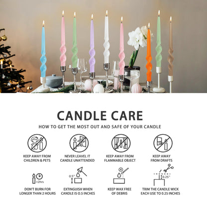 Black Spiral Taper Candles 10 Inch, 2pcs Twisted Candlesticks Dripless Unscented Long Dinner Candles for Wedding Easter Home Decor Romantic Table Setting Housewarming & Mother's Day