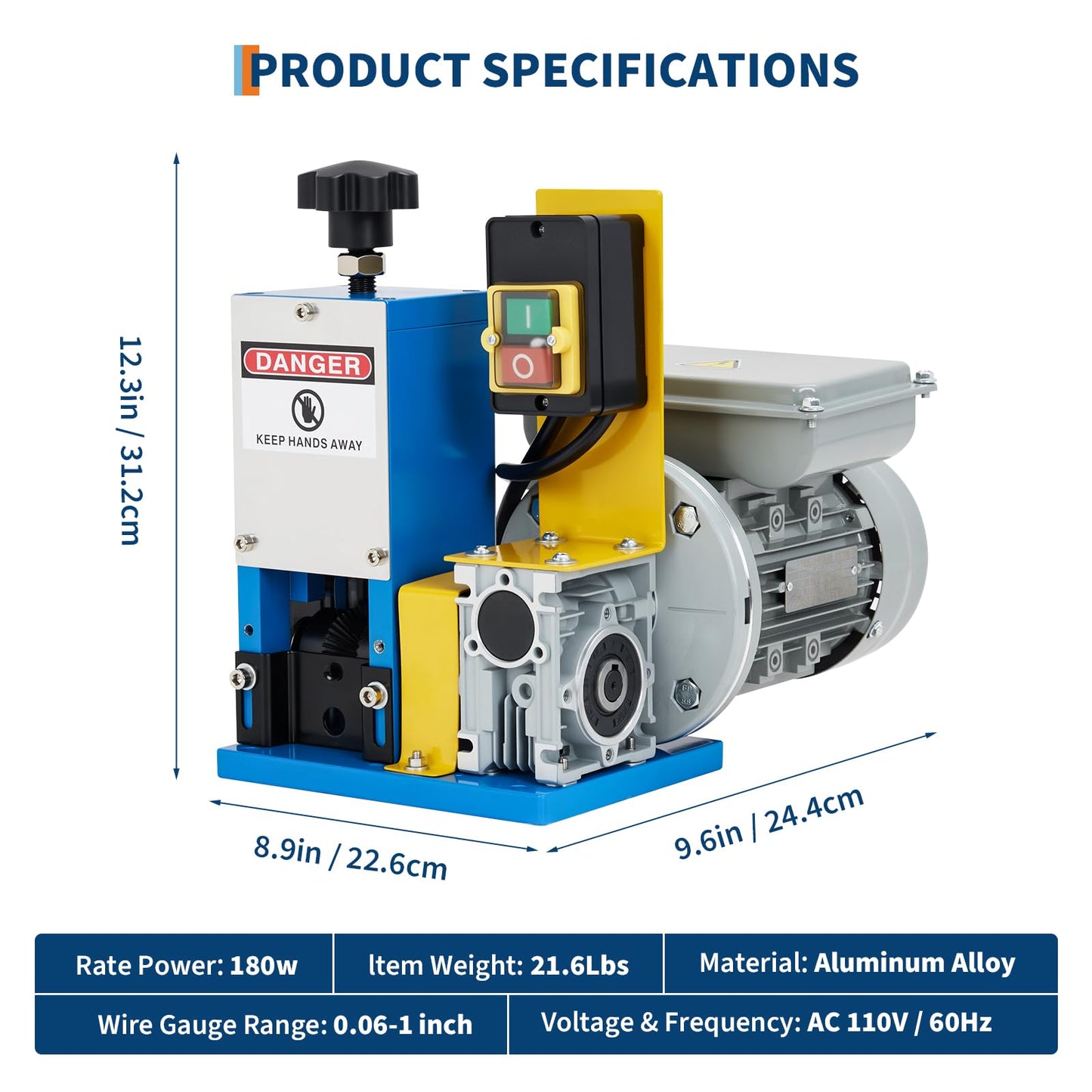 Automatic Wire Stripper Machine, 370w 0.06" - 1.00" Electric Wire Stripping Machine, Cable Stripper for Scrap Copper Wire Cable Recycling, with Transparent Panel