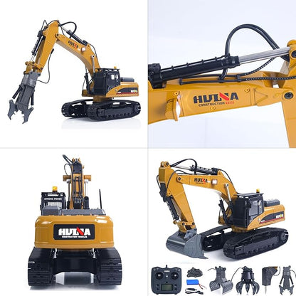 TOUCAN RC HOBBY US in Stock 1/14 Metal Excavator Model HUINA New Upgrade 580 Engineering Vehicle Electric Ball Grabber 360 Rotating Shear Claw Sound Lights for Ages 14+ Gift