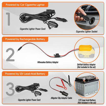 Steauty 24V 120GPH Fuel Transfer Pump Set with Upgraded Carrying Case & Battery Adapter, Compatible with DeWalt 20V Battery, for Vehicles, Boats(120GPH 24V, Pump with Yellow Adapter)