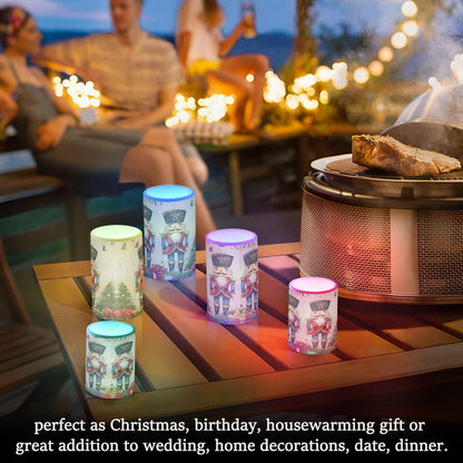 ALAZA Flickering Flameless Candles Christmas Nutcracker Garden Soldier Battery Operated Candles with Remote Timer LED Pillar Votive Candles Set of 2 for Holiday Decor