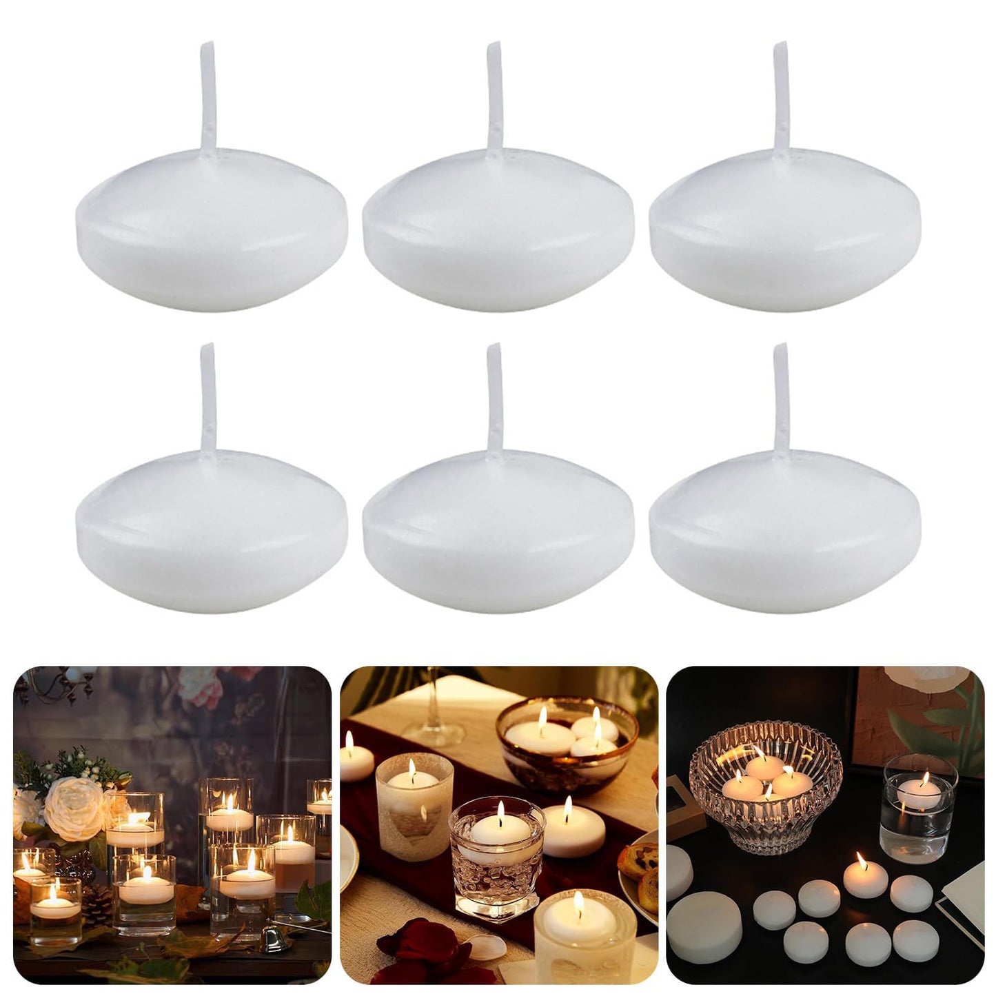 Unscented Floating Set of 10 – Versatile Wedding, Christmas, Spa Decor with Long-Lasting Burn Time Christmas Floating