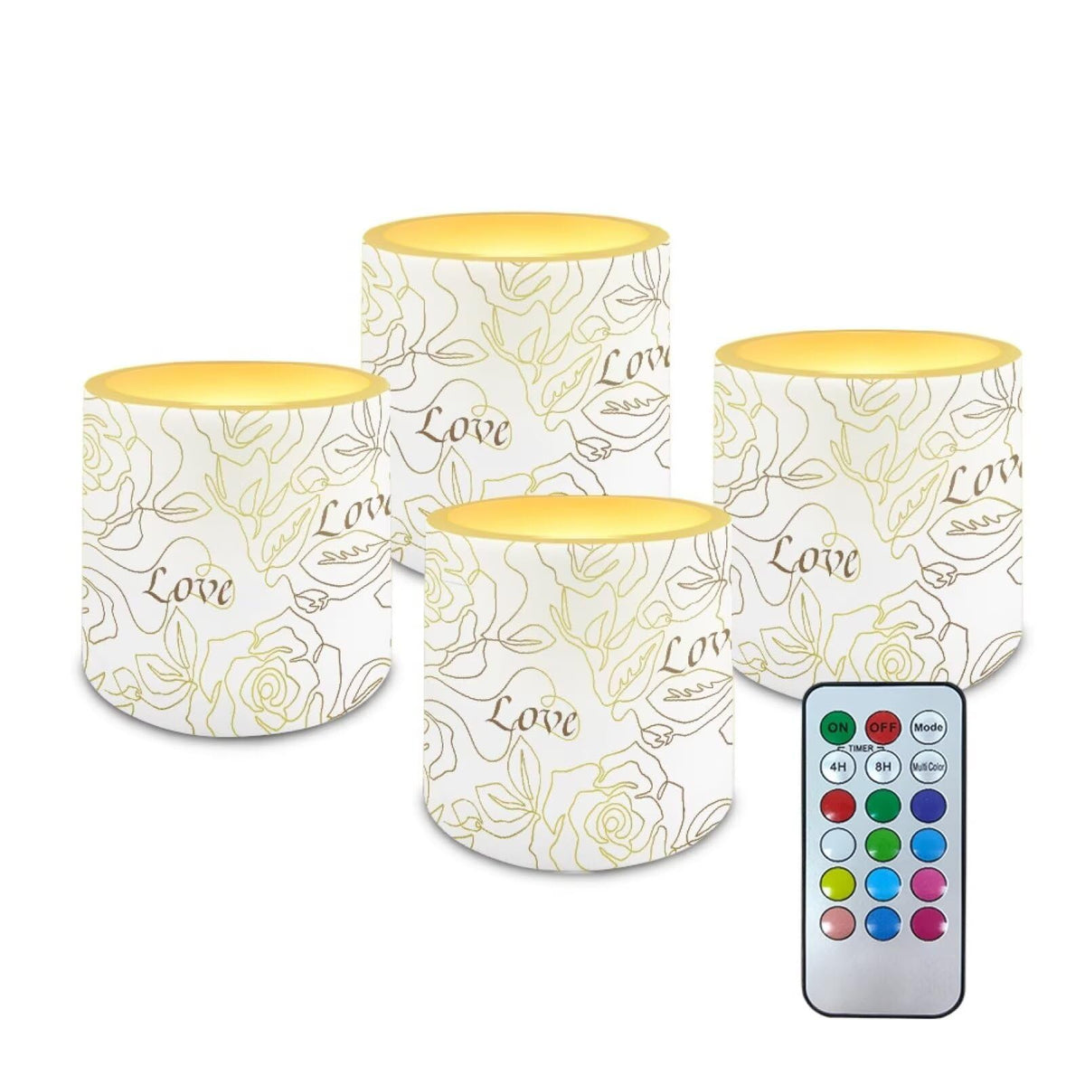 Cozeyat Gold Rose Wedding Reception LED Candles Set of 4 Battery Powered Flameless with Remote Timer Flickering Flame Waterproof for Home Garden Decoration