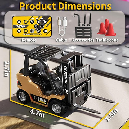 RC Forklift 1/64 Scale Remote Control Forklift Cranes 2.4Ghz Metal RC Truck with Hook &amp Metal Fork 2 Speed RC Construction Vehicle APP Control Toys for Adults Boys and Girls Gift