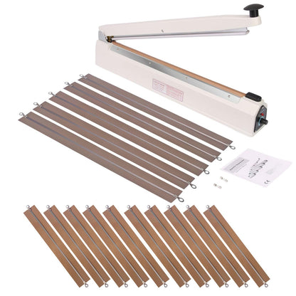 SYAMZZMS 20-Inch Impulse Bag Sealer Heavy Duty Manual Heat Sealing Machine with 15 Replacement Heating Elements Teflon Strips, 500mm Commercial Industrial Poly Bag Sealer for Plastic Mylar Bags