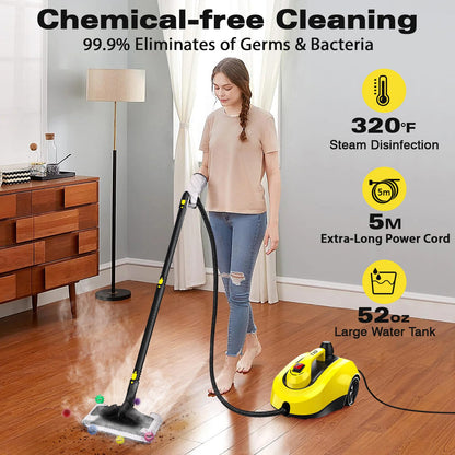 TVD Heavy Duty Steam Cleaner For Home, Steamer For Cleaning with 26 Accessories, Steam Mop With 5M Extra-Long Power Cord For Hardwood Floor,Canister,Grout,Tiles,Upholstery