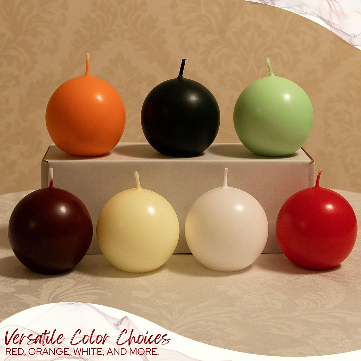 Biedermann & Sons Peach Round Candles (Set of 4), Unscented Dripless Balls, 2.5" Spheres, 8 Hour Burn, Small Decorative Set for Tables Trays and Vignettes