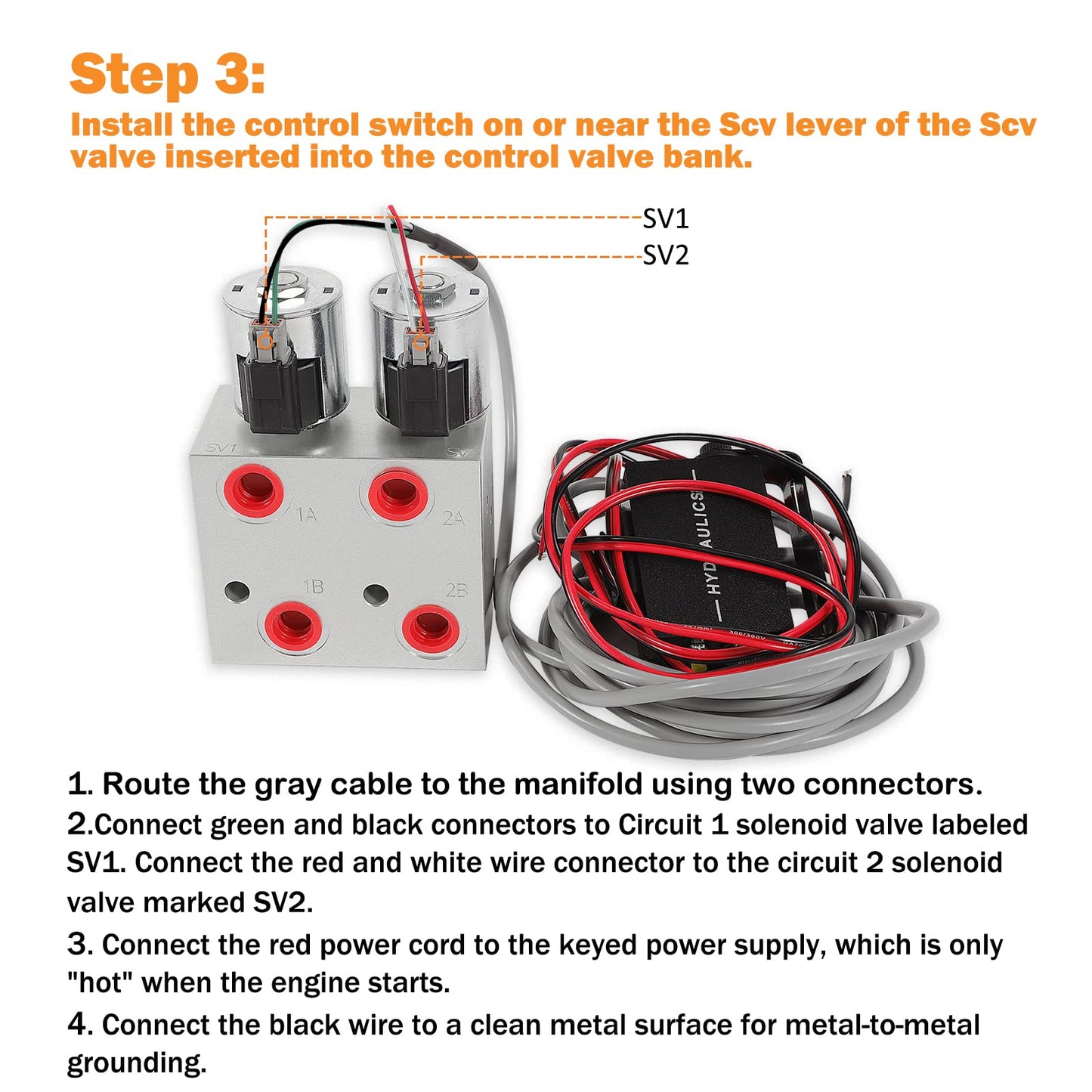Hydraulic Multiplier Kit - SCV Splitter Valve 2 Circuit fit for JohnDeere/Case/Kubota Tractors,SCV Splitter/Diverter Manifold Valve with Switch Box Control,Hydraulic Multiplier 2 Circuit Kit 3000 PSI