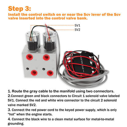 Hydraulic Multiplier Kit - SCV Splitter Valve 2 Circuit fit for JohnDeere/Case/Kubota Tractors,SCV Splitter/Diverter Manifold Valve with Switch Box Control,Hydraulic Multiplier 2 Circuit Kit 3000 PSI