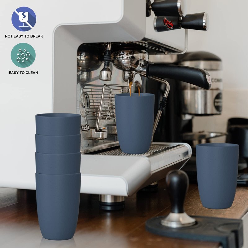 Wrova Wheat Straw Cups 6 PCS Good Alternative to Plastic Reusable Cups 20 oz Unbreakable Drinking Cup Reusable Dishwasher Safe Water Plastic Glasses Navy Blue