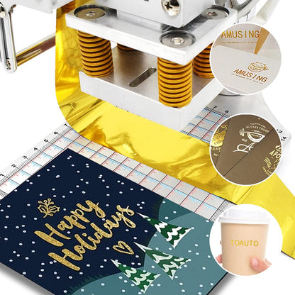 Upgraded Hot Foil Stamping Machine 5x7cm 110V Digital Embossing Machine Manual Tipper Stamper for Leather PU Paper Logo Embossing 1.97"x2.76"