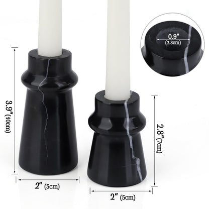 Vixdonos Marble Candle Holder Set of 2 Taper Candle Candlestick Mantle Candle Stand for Home Decor,Wedding,Party and Table Centerpieces(Black)