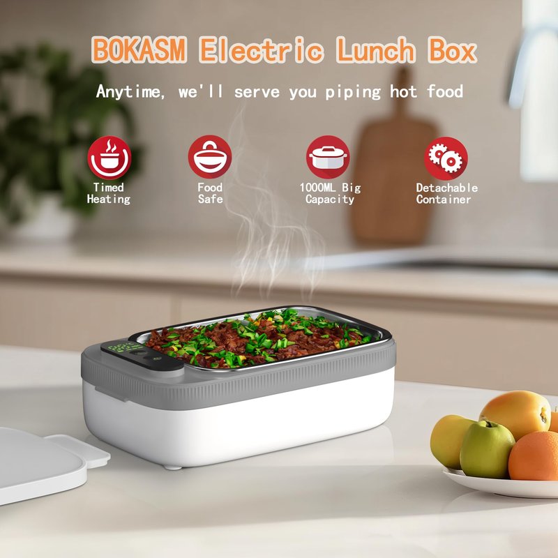 Portable Wireless Electric Heated Lunch Box for Men,Heating Food Warmer Lunch Box,Rechargeable 14000 mAh Battery,4.2 Cups Capcity Inner Food Warmer Container,Lunchbox for Travel,Outdoor,Picnic,Office