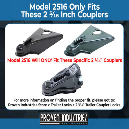 Proven Industries Model 2516 Heavy-Duty Trailer Coupler Lock for 2 5/16 Couplers – RV & Trailer Anti-Theft Lock, Made in USA