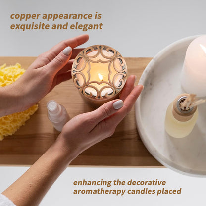Tsnamay Zinc Alloy Lid Jar Candle Topper, Copper Space Jar Lid Candle Toppers to Burn Evenly Home Decor Accessories Candles Shades Sleeves Cover Top Lid