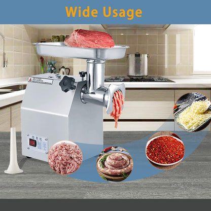 800W Commercial Electric Meat Grinder for Home and Restaurant, Heavy Duty Stainless Steel Mincer with Sausage Stuffer, 6mm/8mm Plates, Dual Blades, Food Processor for Meat, Poultry, Fish, Veg