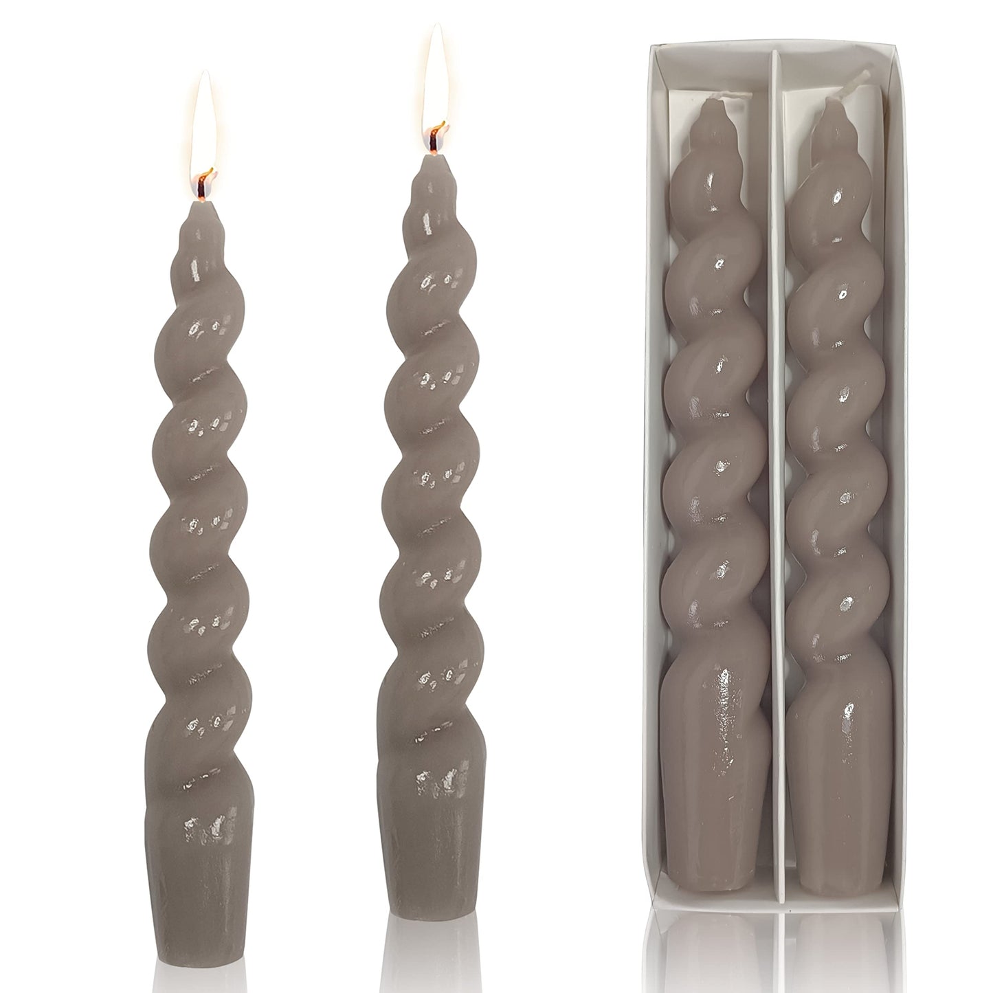 Brown Spiral Taper Candles Twisted Candles H 7.5inch Candles Stick Unscented Dinner Candle Dripless for Home Decor, Relaxation & All Occasions(Brown)