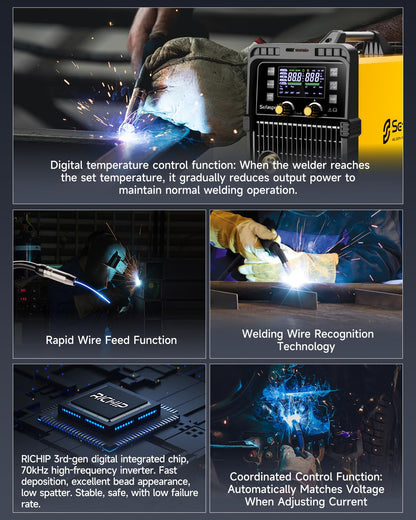 Sefaspe 200Amp MIG Welder, 2026 Newest [Large LED Display] 110/220V Welding Machine, 7 in 1 STICK/Lift-TIG/MIG/SYN/SpoolGun/Flux/Spot, Ideal for DIY and Metal Workshop