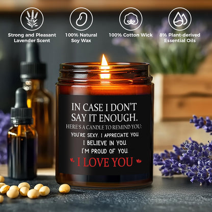 MOASITN Valentines Day, Birthday, Anniversary Candle for Men, Women, Unique & Funny I Love You Couples Candles for Her Him, Boyfriend, Girlfriend, Lavender Scented Candle Candles for Husband Wife
