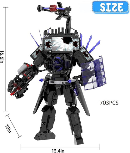 Bentex Toilet Upgraded Damaged TV Man Figure Building Block Set Upgraded Cameraman Speakerman Game Model Collectible Building Bricks Birthday Gift for Adults Fans (703pcs)