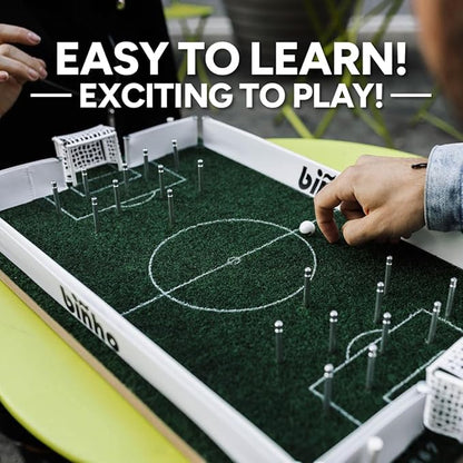 Binho Board Classic Board Game Green Turf - 2-Player Fast-Paced Finger Flicker Pinball Family Board Games - Portable Tabletop Sports Game Set for Any Occasion