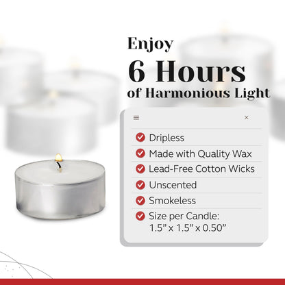 300 Pack Tealight Candles in Metal Cups - Clean White Unscented with 6 Hour Long Burning Time - Votive Candles Bulk for Romantic Dinner, Weddings, Spa & Hotels by PARNOO