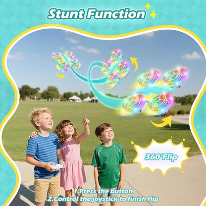 LED RC Drone for Kids 6+ Christmas Birthday Gift for Boys &amp Girls with Remote Batteries 360° Flip High Speed Mode 45 Min Flight Indoor and Outdoor Flying Toy - Blue Yellow