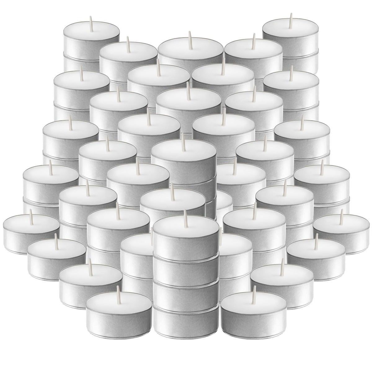 L'ner Tea Light Candles – Set of 100 Unscented Tea Lights – Burns Aprx. 4 Hours – Party & Ambience Candles – Restaurant Decorations