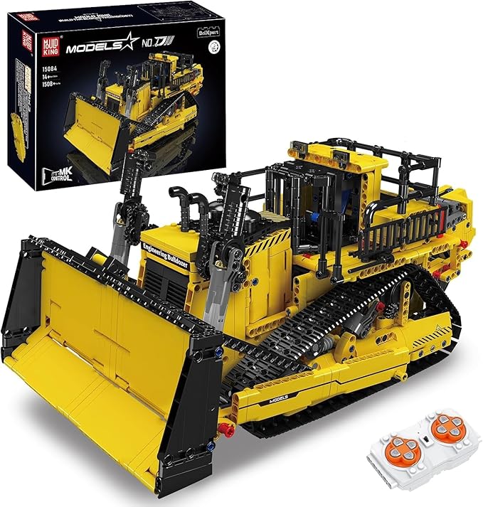 Mould King RC Bulldozer Toys Building Sets Construction Vehicles Dozer Model with Remote Control 15084 STEM Project Building Kits for Adults Aged 14+ (1508 Pieces)