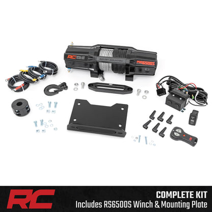 Rough Country 6,500 LB Winch Kit for John Deere Gator XUV 835E - Heavy Duty Mount, Pro Series UTV Winch with 50' Synthetic Rope, Bolt-On Upgrade
