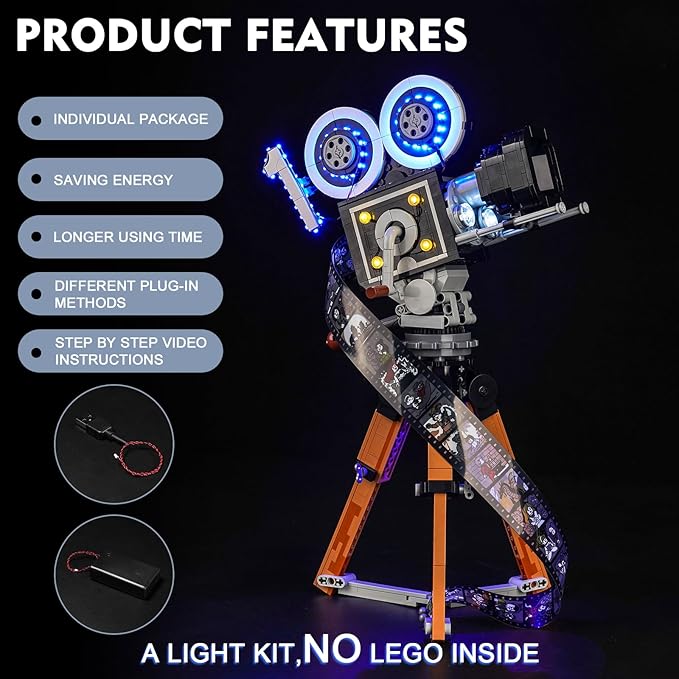 BrickBling LED Light Compatible with Lego Walt Tribute Camera 43230 Light Control Version Lighting Kit Compatible with Lego Camera-No Model Included