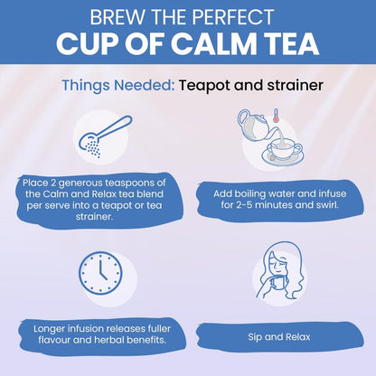 Kintra Foods Calm & Relax Loose Leaf | Herbal Blend With Chamomile, Lavender and Passionflower | Soothing Tea | Caffeine-Free Calming Tea | 60g Jar for Ultimate Relaxation