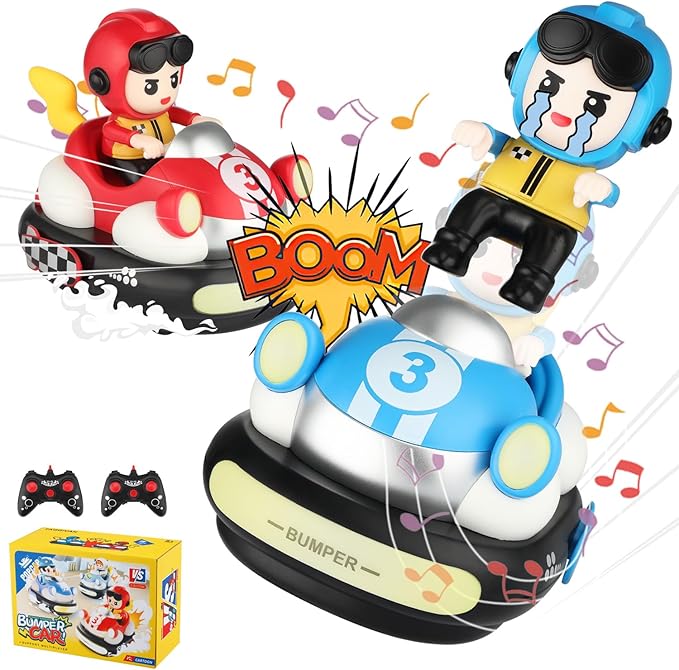 Remote Control Bumper Cars Toy (2 Cars Set) – Rechargeable RC Ejector Vehicles with Music &amp Lights 2-Player Battle Racing Game for Kids Ages 3–8 Birthday Gift
